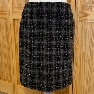 Amanda Smith Purple Pencil Plaid Tweed Skirt